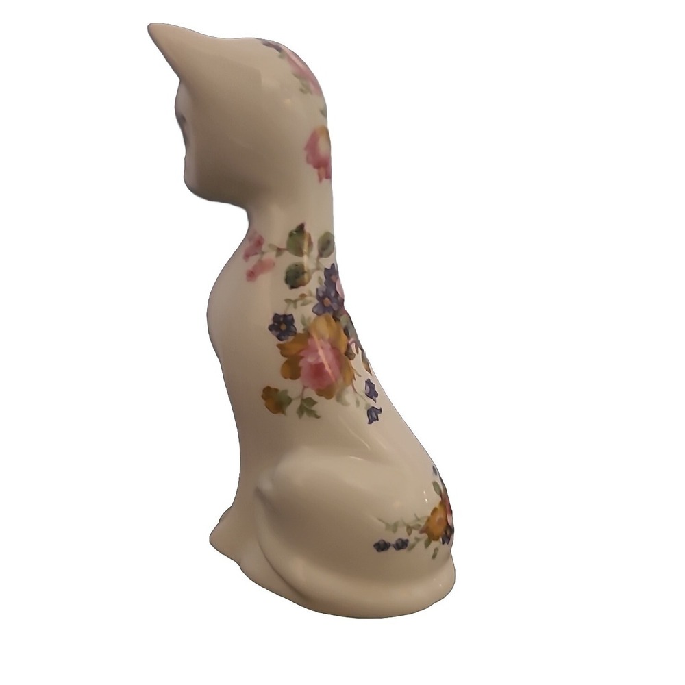 FINE BONE‎ CHINA ENGLAND VICTORIAN floral cat rare 4.5"